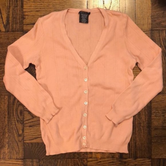 Theory Peach V-Neck Long Sleeve Cardigan - Picture 1 of 6